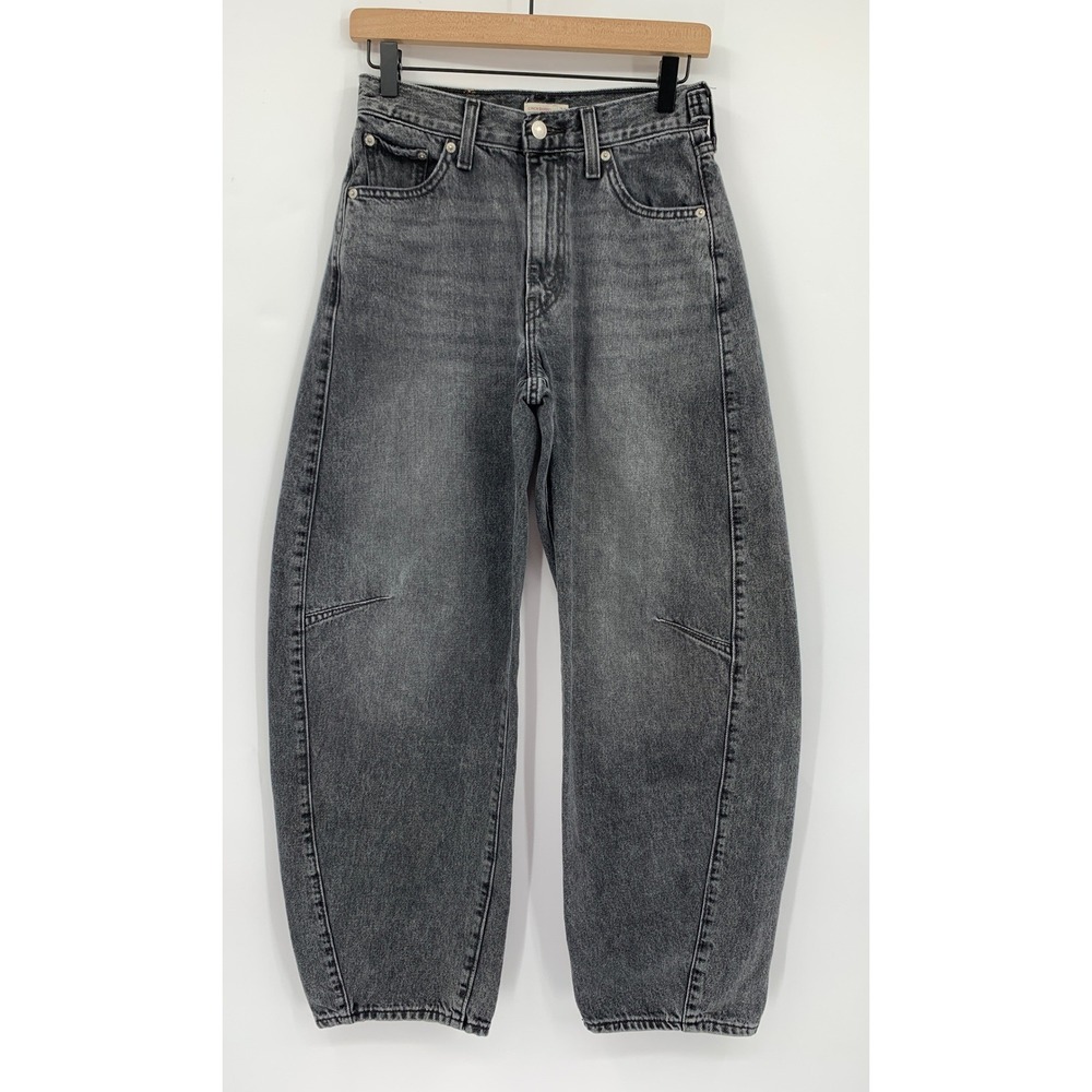Levis Cinch Barrel Jeans Womens 26 Black Wide Leg Fade 100% Cotton Denim